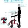 imageGOPLUS 2 in 1 Rollator Walkers for Seniors Folding Rollator Walker with Seat 8inch Wheel Medical Drive Walker Wheelchair Combo with Backrest Adjustable Handle for Adults Aluminium FrameRed