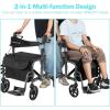 imageGOPLUS 2 in 1 Rollator Walkers for Seniors Folding Rollator Walker with Seat 8inch Wheel Medical Drive Walker Wheelchair Combo with Backrest Adjustable Handle for Adults Aluminium FrameBlack