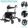 imageGOPLUS 2 in 1 Rollator Walkers for Seniors Folding Rollator Walker with Seat 8inch Wheel Medical Drive Walker Wheelchair Combo with Backrest Adjustable Handle for Adults Aluminium FrameBlack