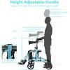 imageGOPLUS 2 in 1 Rollator Walkers for Seniors Folding Rollator Walker with Seat 8inch Wheel Medical Drive Walker Wheelchair Combo with Backrest Adjustable Handle for Adults Aluminium FrameBlue