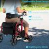 imageGOPLUS 2 in 1 Rollator Walkers for Seniors Folding Rollator Walker with Seat 8inch Wheel Medical Drive Walker Wheelchair Combo with Backrest Adjustable Handle for Adults Aluminium FrameRed