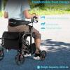 imageGOPLUS 2 in 1 Rollator Walkers for Seniors Folding Rollator Walker with Seat 8inch Wheel Medical Drive Walker Wheelchair Combo with Backrest Adjustable Handle for Adults Aluminium FrameBlack