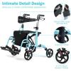 imageGOPLUS 2 in 1 Rollator Walkers for Seniors Folding Rollator Walker with Seat 8inch Wheel Medical Drive Walker Wheelchair Combo with Backrest Adjustable Handle for Adults Aluminium FrameBlue