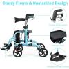 imageGOPLUS 2 in 1 Rollator Walkers for Seniors Folding Rollator Walker with Seat 8inch Wheel Medical Drive Walker Wheelchair Combo with Backrest Adjustable Handle for Adults Aluminium FrameBlue