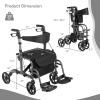 imageGOPLUS 2 in 1 Rollator Walkers for Seniors Folding Rollator Walker with Seat 8inch Wheel Medical Drive Walker Wheelchair Combo with Backrest Adjustable Handle for Adults Aluminium FrameBlack