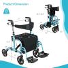 imageGOPLUS 2 in 1 Rollator Walkers for Seniors Folding Rollator Walker with Seat 8inch Wheel Medical Drive Walker Wheelchair Combo with Backrest Adjustable Handle for Adults Aluminium FrameBlue