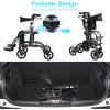 imageGOPLUS 2 in 1 Rollator Walkers for Seniors Folding Rollator Walker with Seat 8inch Wheel Medical Drive Walker Wheelchair Combo with Backrest Adjustable Handle for Adults Aluminium FrameBlack