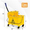 imageGOPLUS Commercial Mop Bucket with Wringer Household Portable Mop Bucket Ideal for Household and Public Places Floor 21 Quart Capacity Yellow 21 Quart