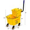 imageGOPLUS Commercial Mop Bucket with Wringer Household Portable Mop Bucket Ideal for Household and Public Places Floor 26 Quart Capacity Yellow 26 Quart