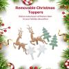 imageGoplus 10Hook Christmas Stocking Holder Stand on Wheels Heavy Duty Freestanding Rack with 6 Removable Christmas TreeReindeerSnowflake Toppers Metal Stocking Hanger for Floor Home Holiday Decor