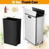 imageGoplus 12 Gallon Stainless Steel Trash Can Kitchen Waste Bin with SoftClosing Wing Lids ampamp Removable Inner Bucket Slim Step Garbage Can for Living Room Home Office Silver