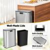 imageGoplus 12 Gallon Stainless Steel Trash Can Kitchen Waste Bin with SoftClosing Wing Lids ampamp Removable Inner Bucket Slim Step Garbage Can for Living Room Home Office Silver