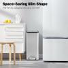 imageGoplus 12 Gallon Stainless Steel Trash Can Kitchen Waste Bin with SoftClosing Wing Lids ampamp Removable Inner Bucket Slim Step Garbage Can for Living Room Home Office Silver