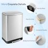 imageGoplus 132 Gallon 50 Liter Trash Can Stainless Steel Garbage Can with Lock Device ampamp Foot Pedal Stay Open Trash Bin wSoft Closing Lid HandFree Step Garbage Bin for Kitchen Home Office Silver