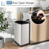 imageGoplus 132 Gallon 50 Liter Trash Can Stainless Steel Garbage Can with Lock Device ampamp Foot Pedal Stay Open Trash Bin wSoft Closing Lid HandFree Step Garbage Bin for Kitchen Home Office Silver