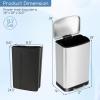imageGoplus 132 Gallon 50 Liter Trash Can Stainless Steel Garbage Can with Lock Device ampamp Foot Pedal Stay Open Trash Bin wSoft Closing Lid HandFree Step Garbage Bin for Kitchen Home Office Silver