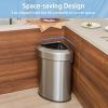 imageGoplus 16 Gallon60L Stainless Steel Corner Trash Can Triangular Rubbish Trash Bin with Lid Open Top Garbage Can wAntiSlip Bottom SpaceSaving Waste Bin for Narrow Space Kitchen Living Room
