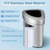 imageGoplus 16 Gallon60L Stainless Steel Corner Trash Can Triangular Rubbish Trash Bin with Lid Open Top Garbage Can wAntiSlip Bottom SpaceSaving Waste Bin for Narrow Space Kitchen Living Room