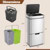 imageGoplus 19 Gal Stainless Steel Trash Can 72 L Volume in 4 Containers Motion Sensor Trash Bin wKitchen Waste Bin ampamp 2 Bottom Recycling Bins Touchless Garbage Can wSoft Close Lid Battery Operated