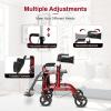 imageGoplus 2 in 1 Rollator Walker for Seniors Medical Walker with Seat Folding Transport Wheelchair Rollator with 8quot Wheels Reversible Backrest Footrests Aluminum Mobility Walking Aid BlackRed