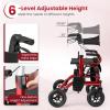 imageGoplus 2 in 1 Rollator Walker for Seniors Medical Walker with Seat Folding Transport Wheelchair Rollator with 8quot Wheels Reversible Backrest Footrests Aluminum Mobility Walking Aid BlackRedupgraded