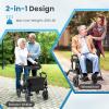 imageGoplus 2 in 1 Rollator Walker for Seniors Medical Walker with Seat Folding Transport Wheelchair Rollator with 8quot Wheels Reversible Backrest Footrests Aluminum Mobility Walking Aid BlackBlackupgraded