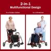 imageGoplus 2 in 1 Rollator Walker for Seniors Medical Walker with Seat Folding Transport Wheelchair Rollator with 8quot Wheels Reversible Backrest Footrests Aluminum Mobility Walking Aid BlackRed