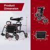 imageGoplus 2 in 1 Rollator Walker for Seniors Medical Walker with Seat Folding Transport Wheelchair Rollator with 8quot Wheels Reversible Backrest Footrests Aluminum Mobility Walking Aid BlackBlack