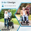 imageGoplus 2 in 1 Rollator Walker for Seniors Medical Walker with Seat Folding Transport Wheelchair Rollator with 8quot Wheels Reversible Backrest Footrests Aluminum Mobility Walking Aid BlackBlueupgraded
