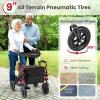 imageGoplus 2 in 1 Rollator Walker for Seniors Medical Walker with Seat Folding Transport Wheelchair Rollator with 8quot Wheels Reversible Backrest Footrests Aluminum Mobility Walking Aid BlackRedupgraded