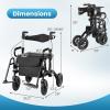 imageGoplus 2 in 1 Rollator Walker for Seniors Medical Walker with Seat Folding Transport Wheelchair Rollator with 8quot Wheels Reversible Backrest Footrests Aluminum Mobility Walking Aid BlackBlackupgraded