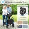 imageGoplus 2 in 1 Rollator Walker for Seniors Medical Walker with Seat Folding Transport Wheelchair Rollator with 8quot Wheels Reversible Backrest Footrests Aluminum Mobility Walking Aid BlackBlueupgraded