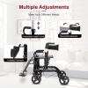 imageGoplus 2 in 1 Rollator Walker for Seniors Medical Walker with Seat Folding Transport Wheelchair Rollator with 8quot Wheels Reversible Backrest Footrests Aluminum Mobility Walking Aid BlackBlack