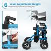 imageGoplus 2 in 1 Rollator Walker for Seniors Medical Walker with Seat Folding Transport Wheelchair Rollator with 8quot Wheels Reversible Backrest Footrests Aluminum Mobility Walking Aid BlackBlueupgraded