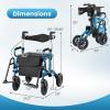 imageGoplus 2 in 1 Rollator Walker for Seniors Medical Walker with Seat Folding Transport Wheelchair Rollator with 8quot Wheels Reversible Backrest Footrests Aluminum Mobility Walking Aid BlackBlueupgraded