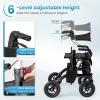 imageGoplus 2 in 1 Rollator Walker for Seniors Medical Walker with Seat Folding Transport Wheelchair Rollator with 8quot Wheels Reversible Backrest Footrests Aluminum Mobility Walking Aid BlackBlackupgraded