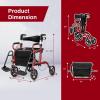 imageGoplus 2 in 1 Rollator Walker for Seniors Medical Walker with Seat Folding Transport Wheelchair Rollator with 8quot Wheels Reversible Backrest Footrests Aluminum Mobility Walking Aid BlackRed