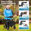 imageGoplus 2 in 1 Rollator Walker for Seniors Medical Walker with Seat Folding Transport Wheelchair Rollator with 8quot Wheels Reversible Backrest Footrests Aluminum Mobility Walking Aid BlackBlackupgraded