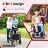 imageGoplus 2 in 1 Rollator Walker for Seniors Medical Walker with Seat Folding Transport Wheelchair Rollator with 8quot Wheels Reversible Backrest Footrests Aluminum Mobility Walking Aid BlackRedupgraded