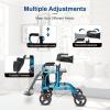 imageGoplus 2 in 1 Rollator Walker for Seniors Medical Walker with Seat Folding Transport Wheelchair Rollator with 8quot Wheels Reversible Backrest Footrests Aluminum Mobility Walking Aid BlackBlue