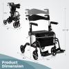 imageGoplus 2 in 1 Rollator Walkers for Seniors with Seat 8inch Wheel Medical Drive Walker Wheelchair Combo with Backrest HeightAdjustable Handle Aluminium Frame Folding Rollator Walker for AdultsBlack