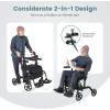 imageGoplus 2 in 1 Rollator Walkers for Seniors with Seat 8inch Wheel Medical Drive Walker Wheelchair Combo with Backrest HeightAdjustable Handle Aluminium Frame Folding Rollator Walker for AdultsBlack