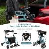 imageGoplus 2 in 1 Rollator Walkers for Seniors with Seat 8inch Wheel Medical Drive Walker Wheelchair Combo with Backrest HeightAdjustable Handle Aluminium Frame Folding Rollator Walker for AdultsBlue