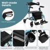 imageGoplus 2 in 1 Rollator Walkers for Seniors with Seat 8inch Wheel Medical Drive Walker Wheelchair Combo with Backrest HeightAdjustable Handle Aluminium Frame Folding Rollator Walker for AdultsBlue