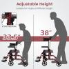 imageGoplus 2 in 1 Rollator Walkers for Seniors with Seat 8inch Wheel Medical Drive Walker Wheelchair Combo with Backrest HeightAdjustable Handle Aluminium Frame Folding Rollator Walker for AdultsRed
