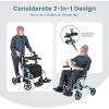 imageGoplus 2 in 1 Rollator Walkers for Seniors with Seat 8inch Wheel Medical Drive Walker Wheelchair Combo with Backrest HeightAdjustable Handle Aluminium Frame Folding Rollator Walker for AdultsBlue