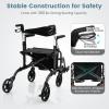 imageGoplus 2 in 1 Rollator Walkers for Seniors with Seat 8inch Wheel Medical Drive Walker Wheelchair Combo with Backrest HeightAdjustable Handle Aluminium Frame Folding Rollator Walker for AdultsBlack