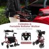 imageGoplus 2 in 1 Rollator Walkers for Seniors with Seat 8inch Wheel Medical Drive Walker Wheelchair Combo with Backrest HeightAdjustable Handle Aluminium Frame Folding Rollator Walker for AdultsRed