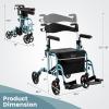 imageGoplus 2 in 1 Rollator Walkers for Seniors with Seat 8inch Wheel Medical Drive Walker Wheelchair Combo with Backrest HeightAdjustable Handle Aluminium Frame Folding Rollator Walker for AdultsBlue
