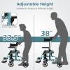 imageGoplus 2 in 1 Rollator Walkers for Seniors with Seat 8inch Wheel Medical Drive Walker Wheelchair Combo with Backrest HeightAdjustable Handle Aluminium Frame Folding Rollator Walker for AdultsBlue